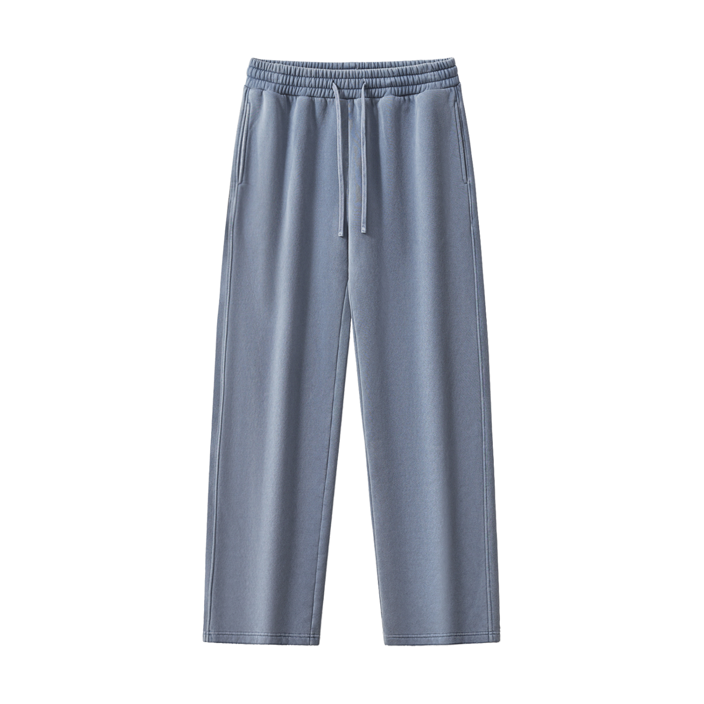 Frayed Enzyme Washed Fleece Sweatpants Blue