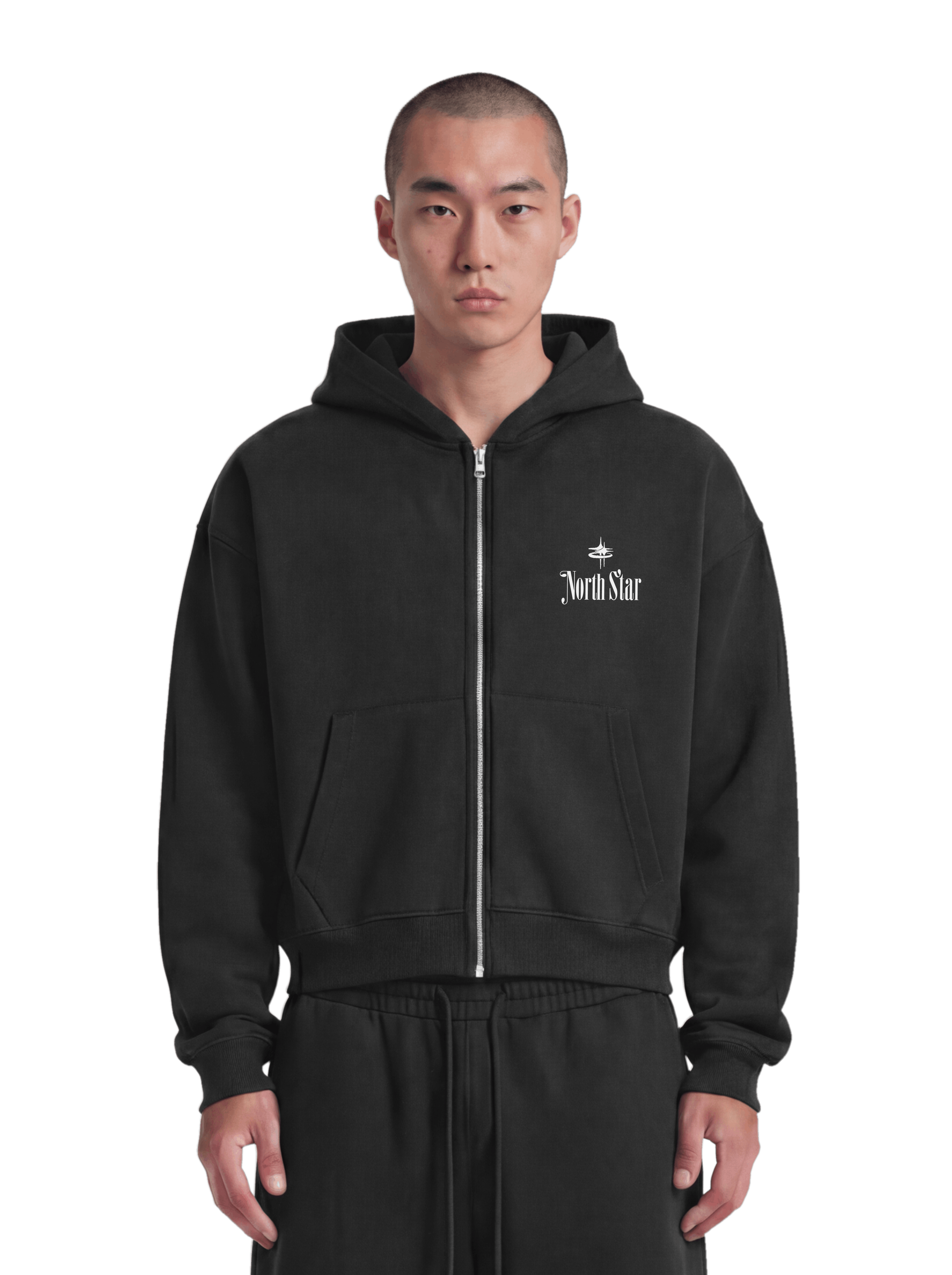 NORTH STAR BOXY HOODIE BLK