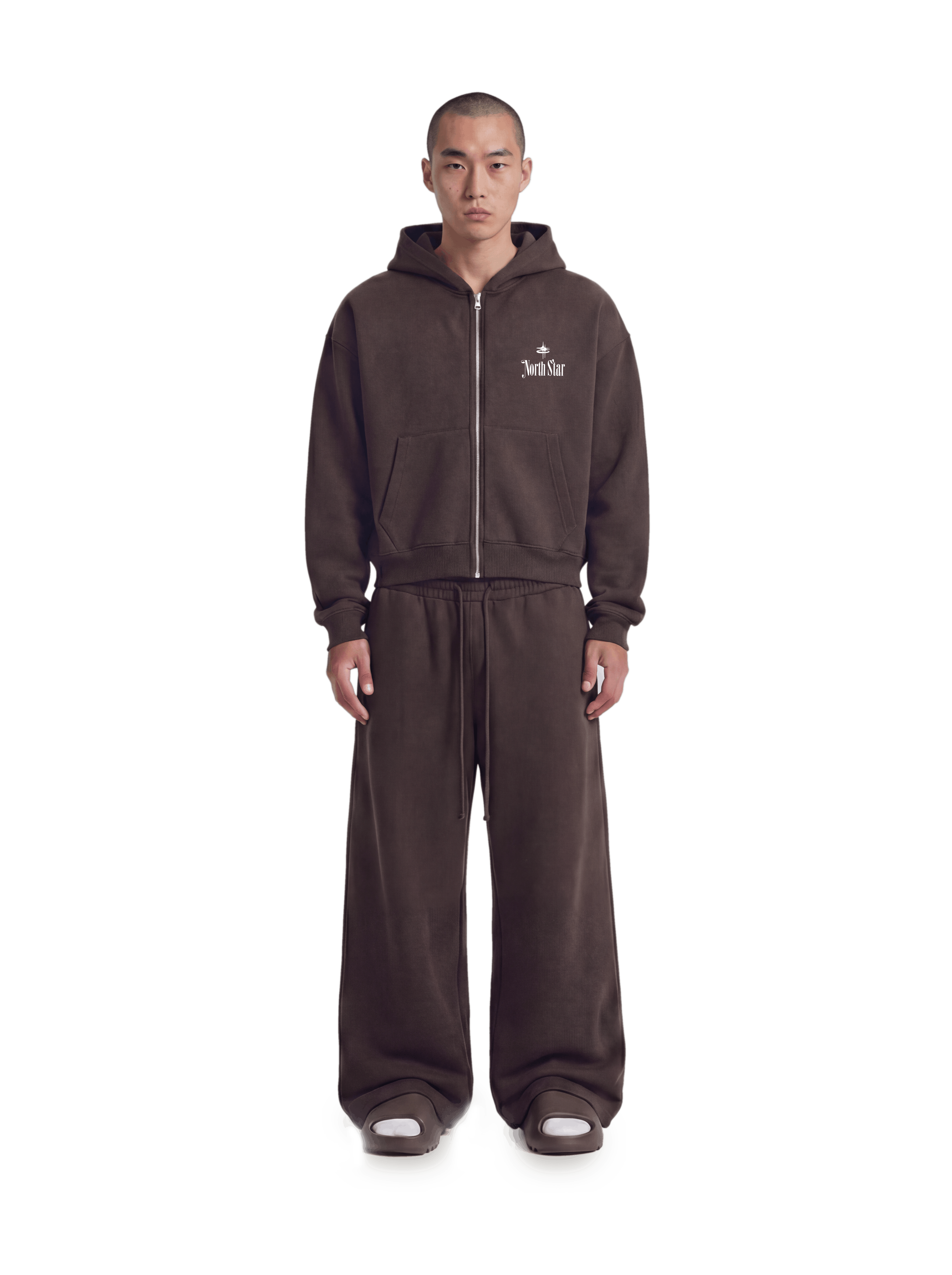 NORTH STAR BOXY HOODIE BRWN