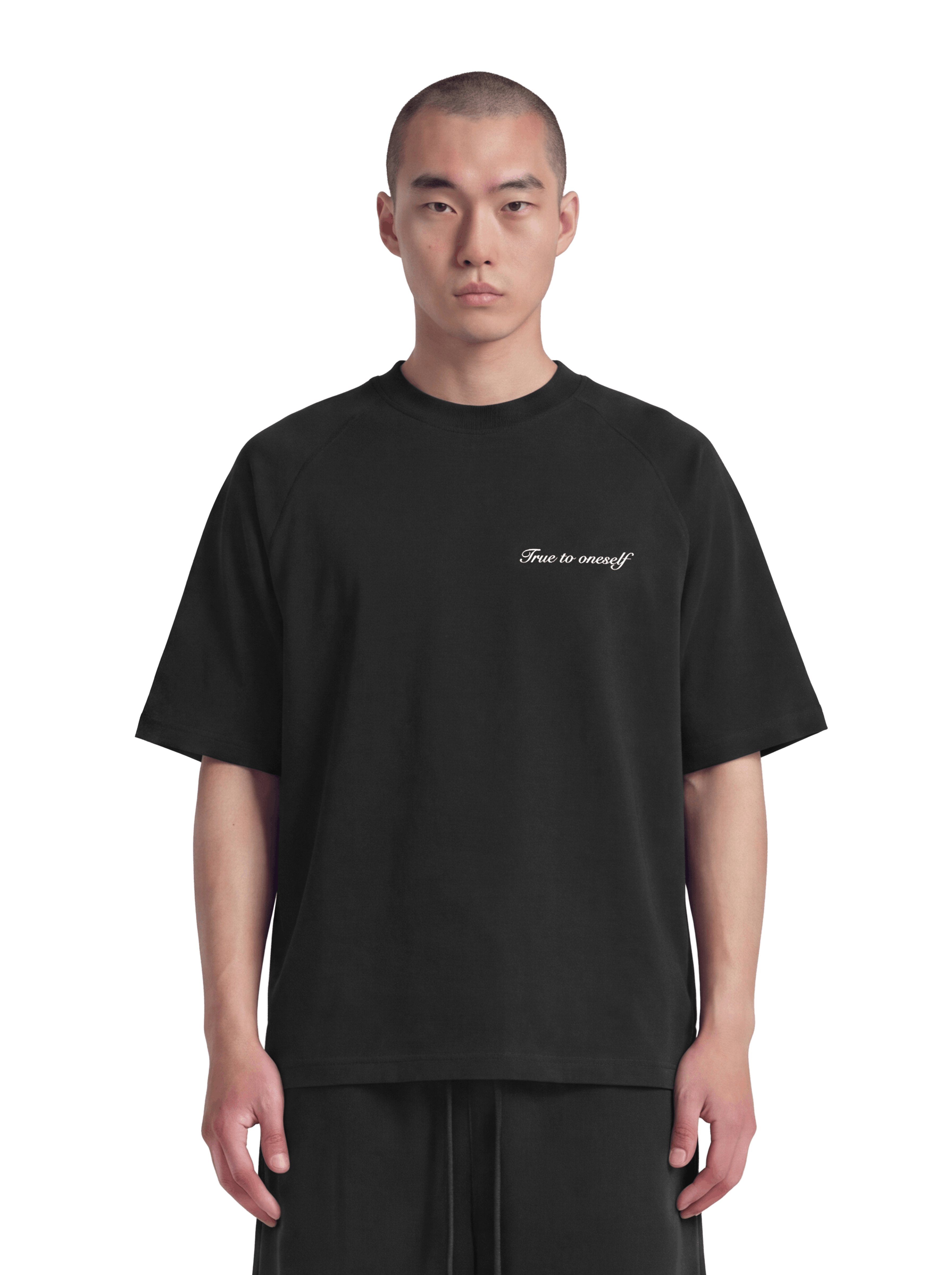 TRUE TO ONESELF RAGLAN T-SHIRT BLK