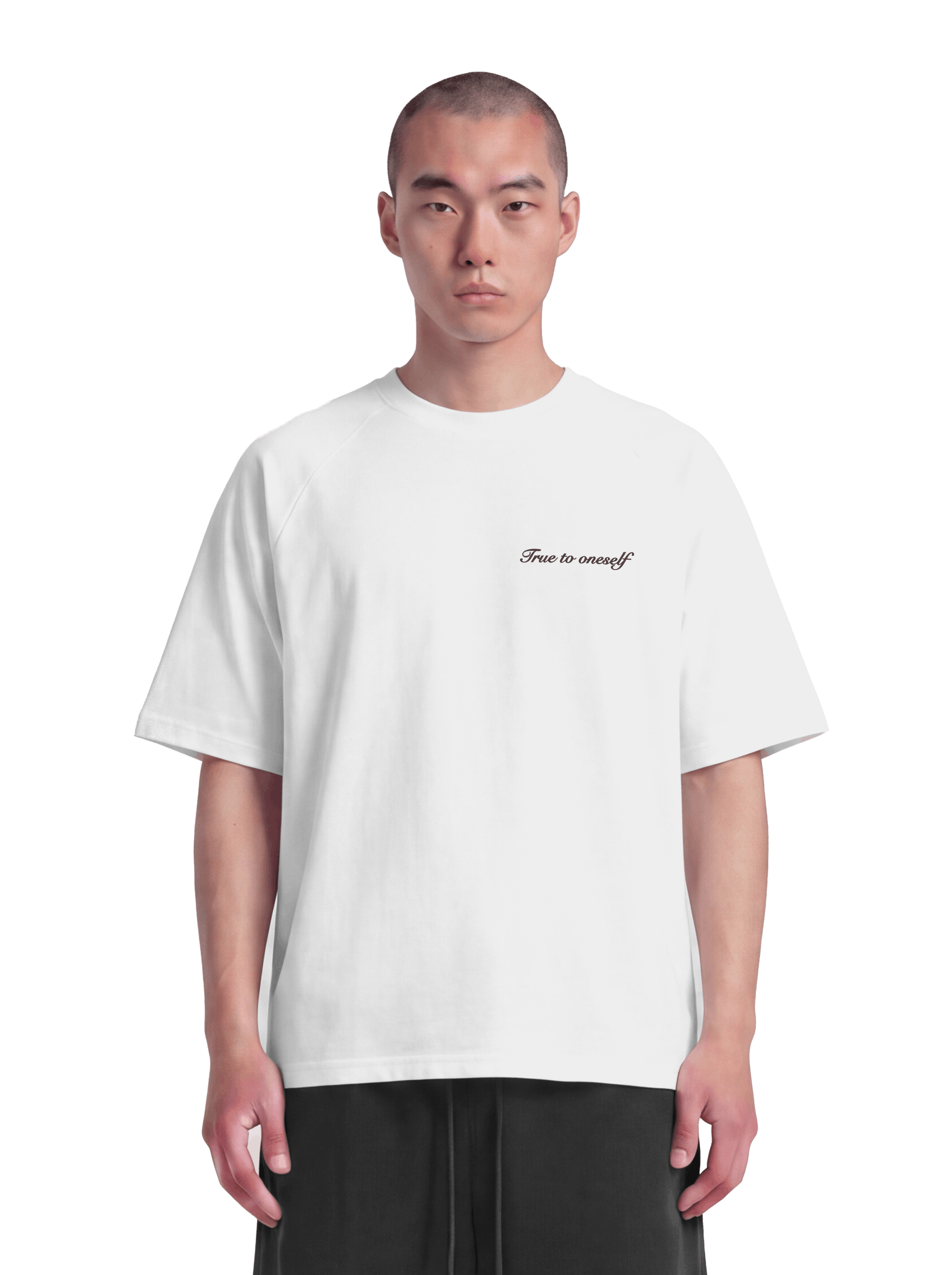 TRUE TO ONESELF RAGLAN T-SHIRT WHITE